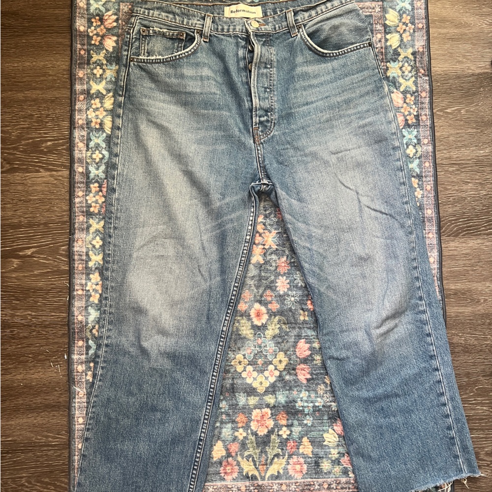 Reformation High Rise Raw Hem Jeans